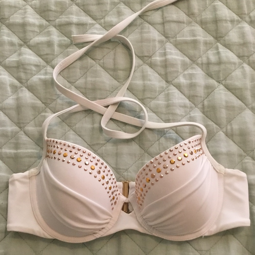 Victoria Secret White Studded Bikini Top